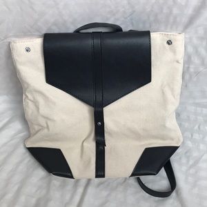 Canvas and faux leather backpack